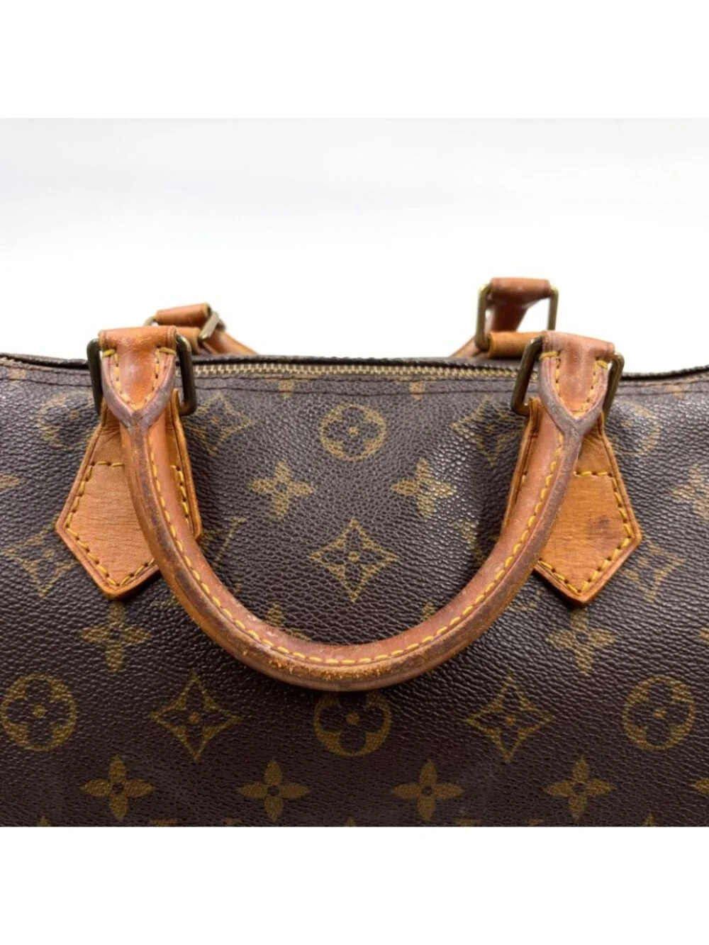 Louis Vuitton Speedy 30 Monogram Leather Brown Handbag Gold